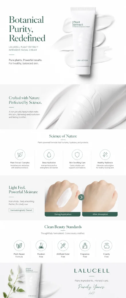 AI product detail long image example for a minimal skincare layout